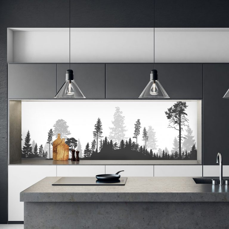 Black and White Forest Splashback - Custom Splashbacks