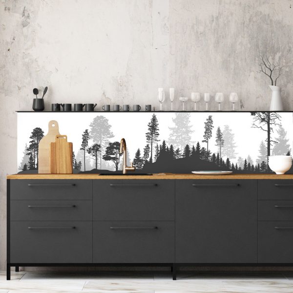 Black and White Forest Splashback - Custom Splashbacks